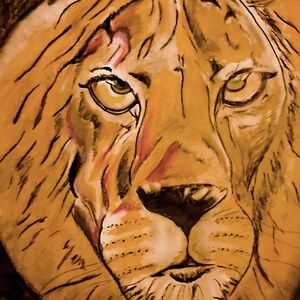 Majestic Lion Art Print in Brown and Tan